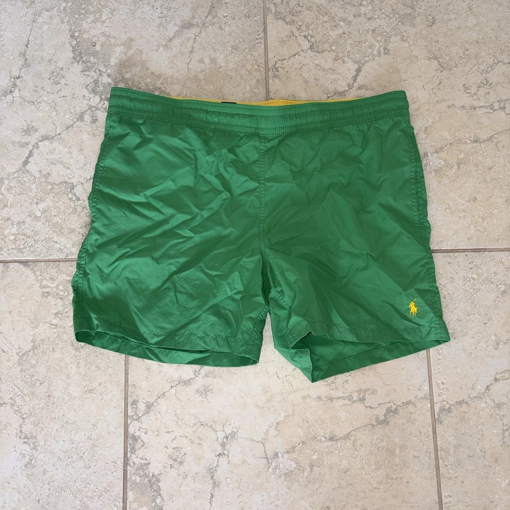 Vintage 90's Polo Sport Ralph Lauren Mens Green Swim Trunks Shorts Lined  M